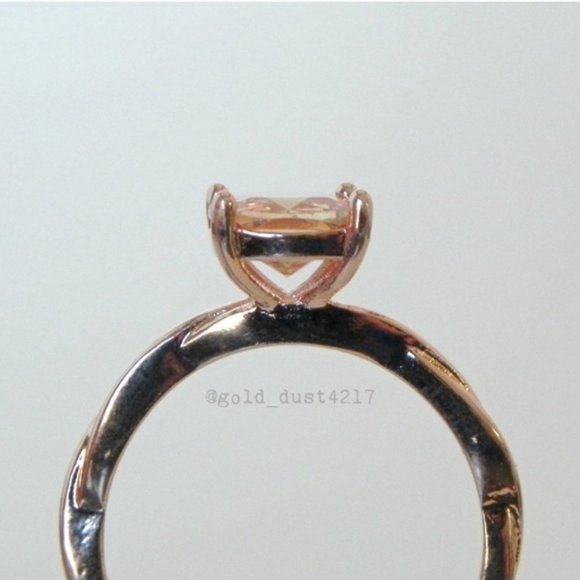 Rose Gold Morganite Solitaire Cushion Cut Ring - Picture 2 of 6